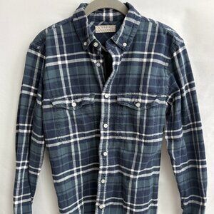 Everlane Mens Blue White Plaid Long Sleeve Pockets Shirt Button Down Size S
